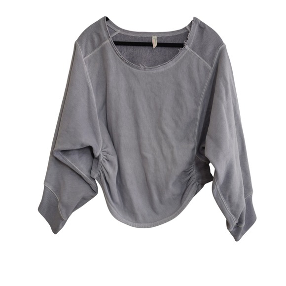 Free People Tops - FP Movement Size Small Purple Grey Sweatshirt Ruched Side Cropped Oversized